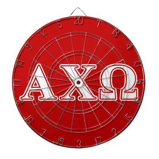 Alphi Chi Omega White en Red Letters Dartbord (Voorkant)