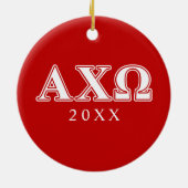 Alphi Chi Omega White en Red Letters Keramisch Ornament (Achterkant)