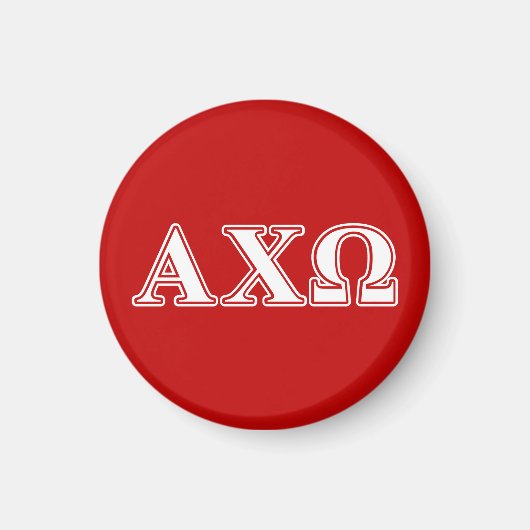 Alphi Chi Omega White en Red Letters Magneet (Voorkant)