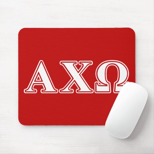 Alphi Chi Omega White en Red Letters Muismat (Met muis)