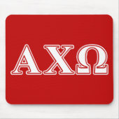Alphi Chi Omega White en Red Letters Muismat (Voorkant)