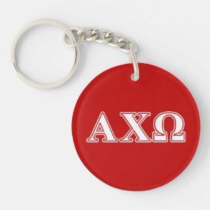 Alphi Chi Omega White en Red Letters Sleutelhanger