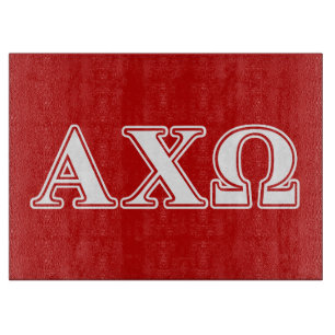 Alphi Chi Omega White en Red Letters Snijplank