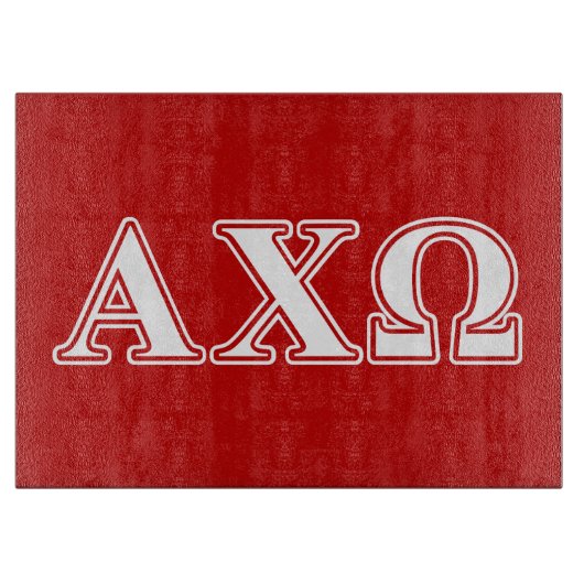Alphi Chi Omega White en Red Letters Snijplank (Voorkant)