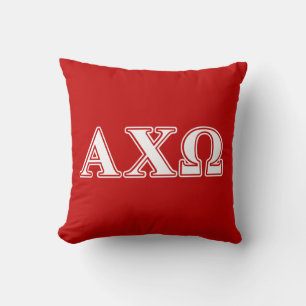 Alphi Chi Omega Witte en Rode Letters Kussen