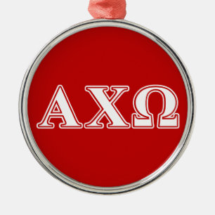 Alphi Chi Omega Witte en Rode Letters Metalen Ornament