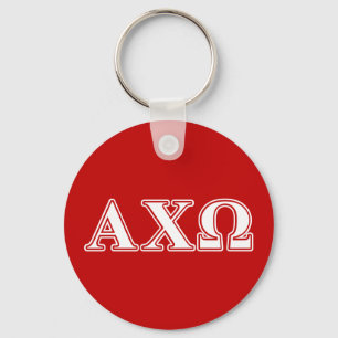 Alphi Chi Omega Witte en Rode Letters Sleutelhanger