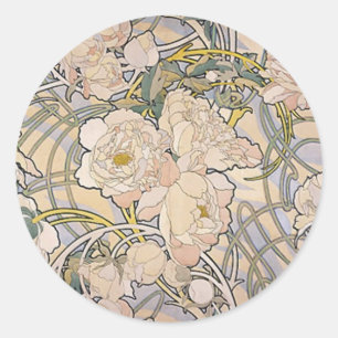 Alphones ( Alfons ) Mucha ~ Flowers Ronde Sticker