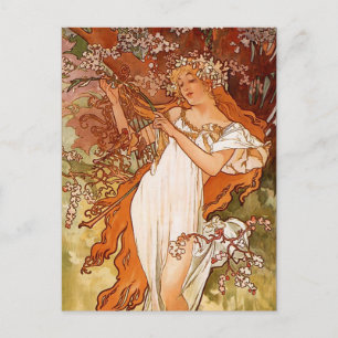 Alphons Mucha - Het vier seizoen - de lente Briefkaart