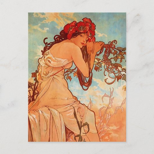 Alphons Mucha - het vier seizoen - SUMMER Briefkaart (Voorkant)