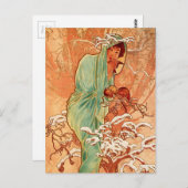 Alphons Mucha - Het vier seizoen - Winter Briefkaart (Voorkant / Achterkant)