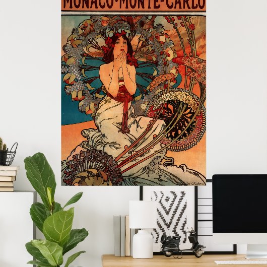 Alphons Mucha Monaco Monte Carlo Poster (Thuiskantoor)