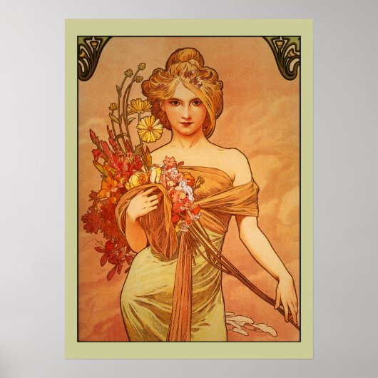 Alphonse (Alfons) Mucha Bouquet Poster (Voorkant)