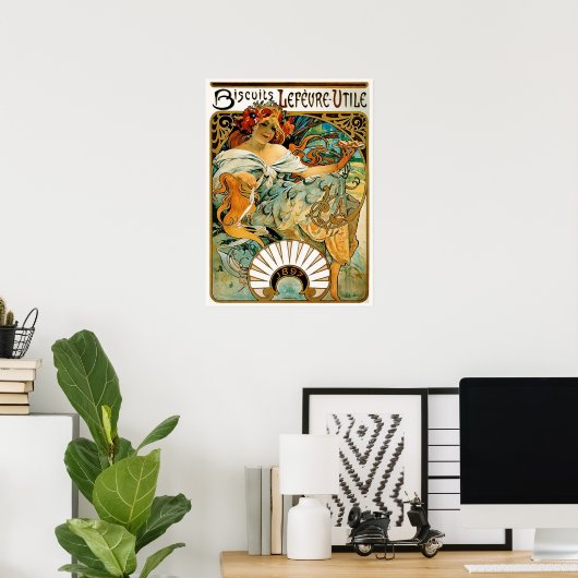 Alphonse (Alfons) Mucha Poster : Biscuits Lefevre (Bureau à domicile)