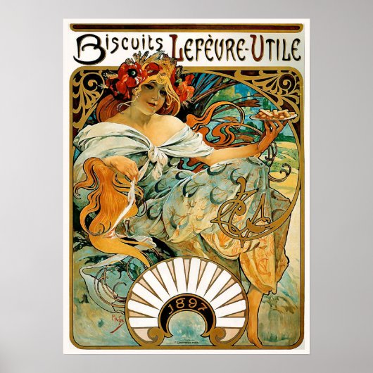 Alphonse (Alfons) Mucha Poster: Biscuits Lefevre Poster (Voorkant)
