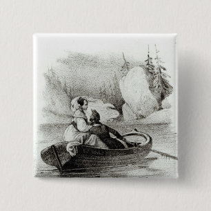 Alphonse de Lamartine en Elvire Vierkante Button 5,1 Cm