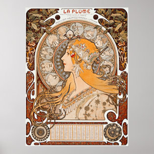 Alphonse Maria Mucha's Zodiaque of La Plume Poster