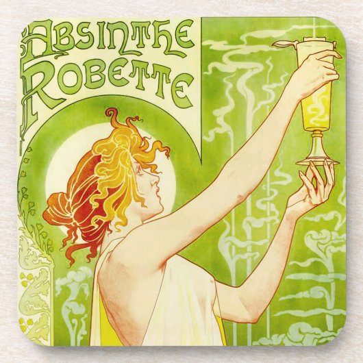 Alphonse Mucha Absinthe Robette Onderzetters (Voorkant)