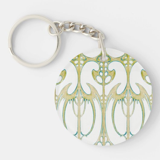 Alphonse Mucha abstracte kunst en handtekening Sleutelhanger (Voorkant)