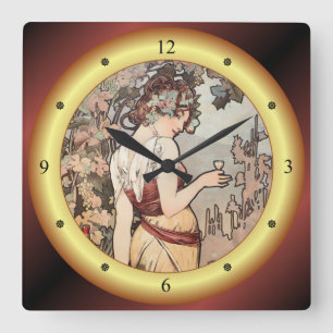 Alphonse Mucha ~ Affiche Cognac ~ Cognac ad ~ 1899 Vierkante Klok