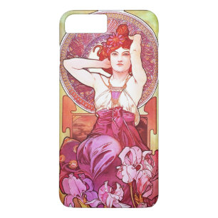 Alphonse Mucha Amethyst Floral Art Nouveau iPhone 8 Plus / 7 Plus Hoesje