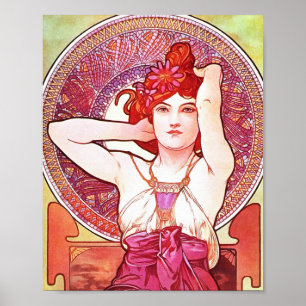 Alphonse Mucha Amethyst Floral Art Nouveau Poster