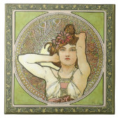 Alphonse Mucha Amethyst Green Art Tegeltje (Voorkant)