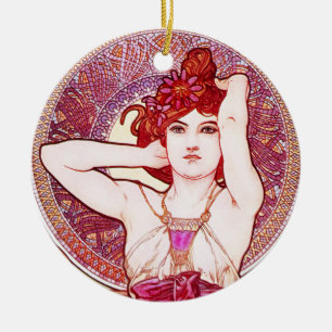 Alphonse Mucha Amethyst Ornament