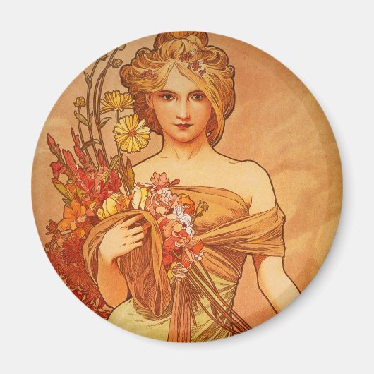Alphonse Mucha Art Deco Magneet (Voorkant)