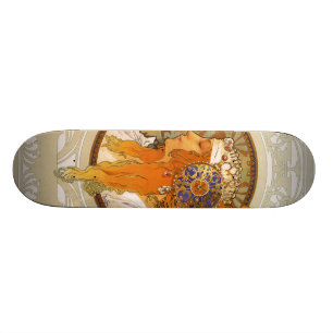 Alphonse Mucha Art Deco Skateboard