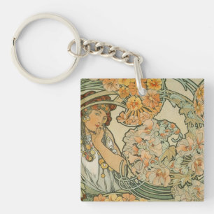 Alphonse Mucha Art Deco Sleutelhanger