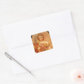 Alphonse Mucha Art Deco Vierkante Sticker (Envelop)