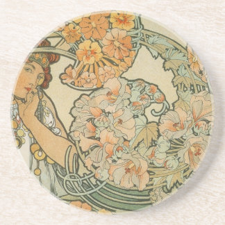 Alphonse Mucha Art Deco Zandsteen Onderzetter