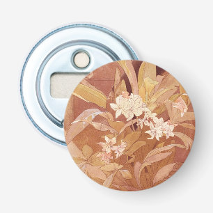 Alphonse Mucha Art Nouveau bloemdetail Button Flesopener