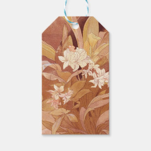 Alphonse Mucha Art Nouveau Bloemdetail Cadeaulabel