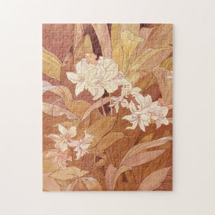 Alphonse Mucha Art Nouveau bloemdetail Legpuzzel