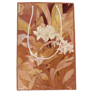 Alphonse Mucha Art Nouveau Bloemdetail Medium Cadeauzakje