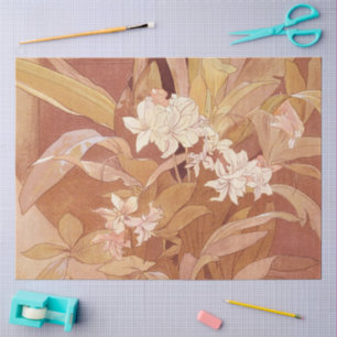 Alphonse Mucha Art Nouveau Bloemdetail Tissuepapier