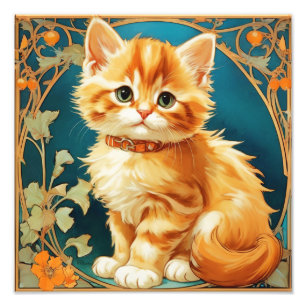 Alphonse Mucha Art Nouveau Cat Foto Afdruk