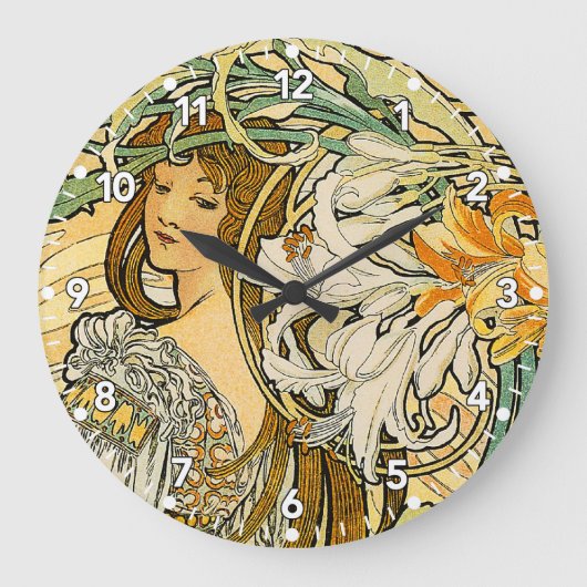 Alphonse Mucha Art Nouveau Clock Grote Klok (Voorkant)