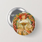 Alphonse Mucha Art Nouveau Daydrodroom Ronde Button 5,7 Cm (Voorkant /achterkant)