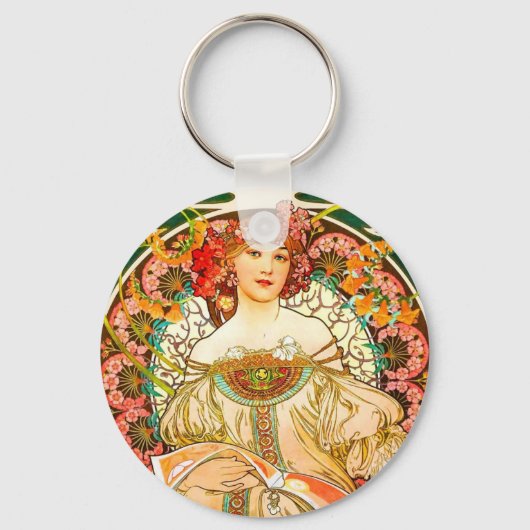 Alphonse Mucha Art Nouveau Daydrodroom Sleutelhanger (Voorkant)