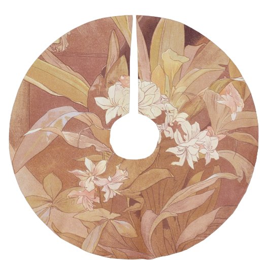 Alphonse Mucha Art Nouveau Floral Detail Kerstboom Rok (Voorkant)