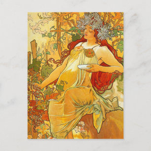 Alphonse Mucha Art Nouveau Herfst Briefkaart