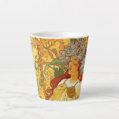 Alphonse Mucha Art Nouveau Herfst Latte Mok (Voorkant)