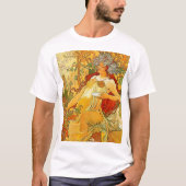 Alphonse Mucha Art Nouveau Herfst T-shirt (Voorkant)