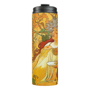 Alphonse Mucha Art Nouveau Herfst Thermosbeker
