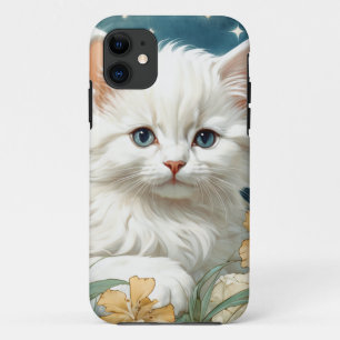 Alphonse Mucha Art Nouveau Kitten iPhone 11 Hoesje