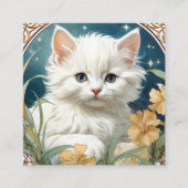 Alphonse Mucha Art Nouveau Kitten Informatiekaartje (Voorkant)