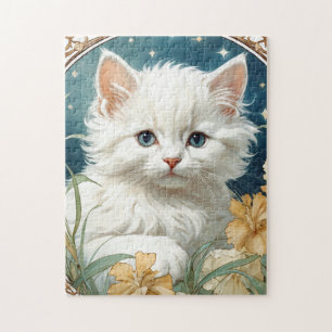 Alphonse Mucha Art Nouveau Kitten Legpuzzel